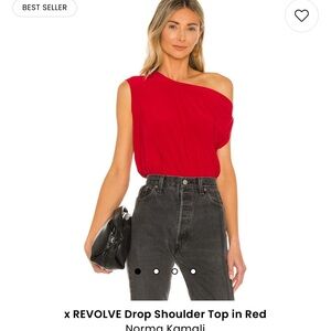 NWT Norma Kamali drop shoulder top, red, size medium